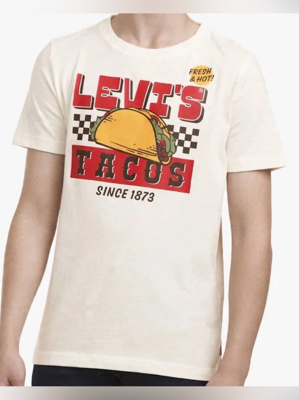 Levi's White Graphic 'Tacos' Tee with Red Accents